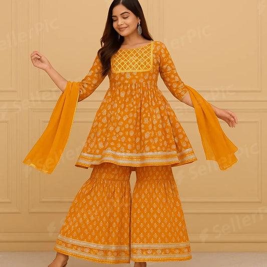 Kurta with dupatta and sharara