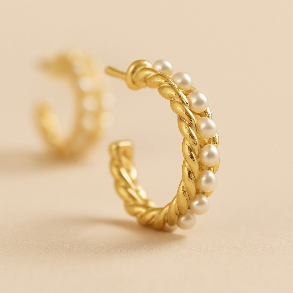 Luxury Gold-Plated Earring Set – 6 Pairs Combo (Pearls & Hoops)