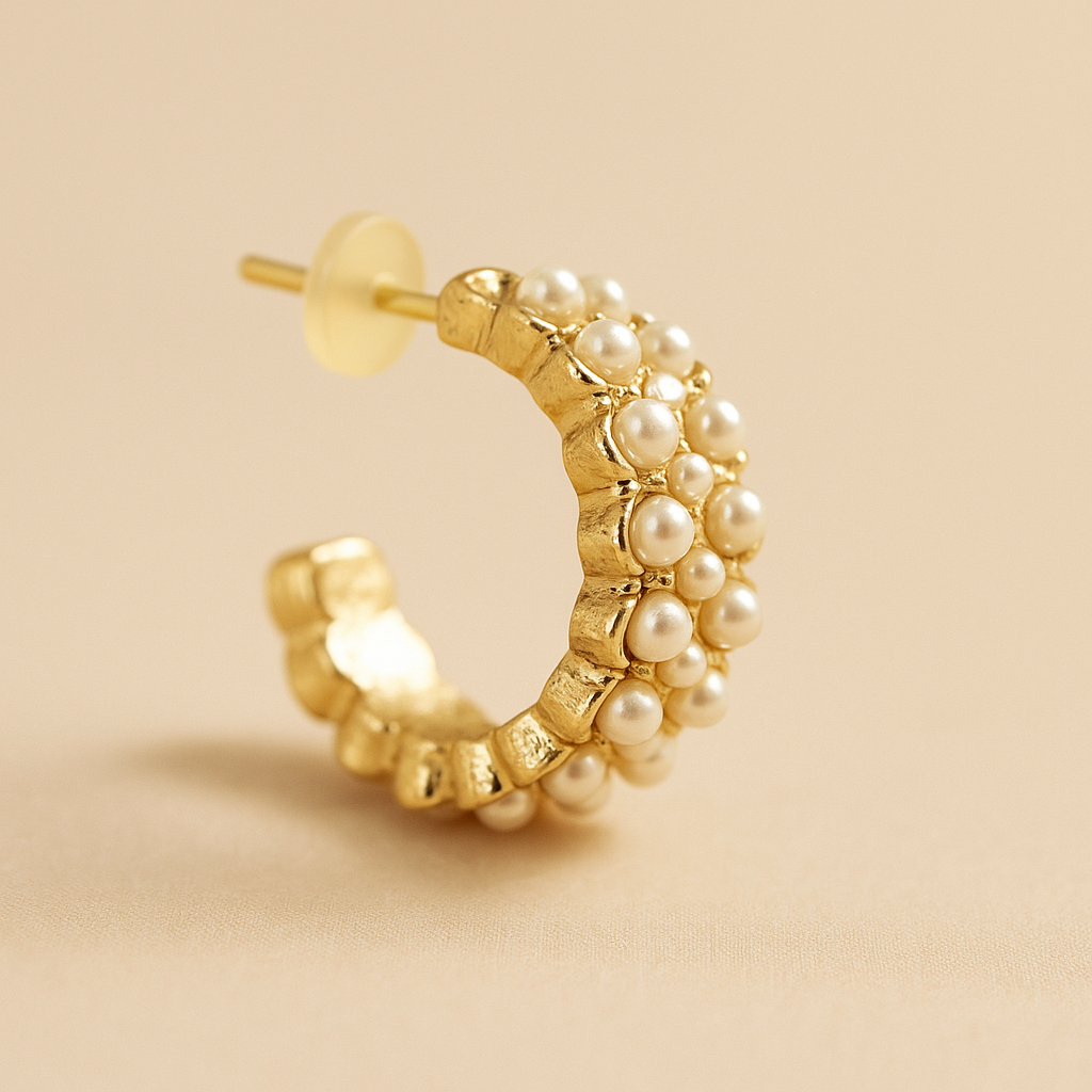 Luxury Gold-Plated Earring Set – 6 Pairs Combo (Pearls & Hoops)